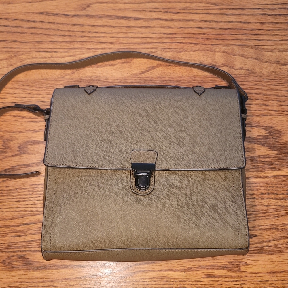 III BeCa by Joy Gryson Army Olive Green Saffiano Leather Murray Street Crossbody